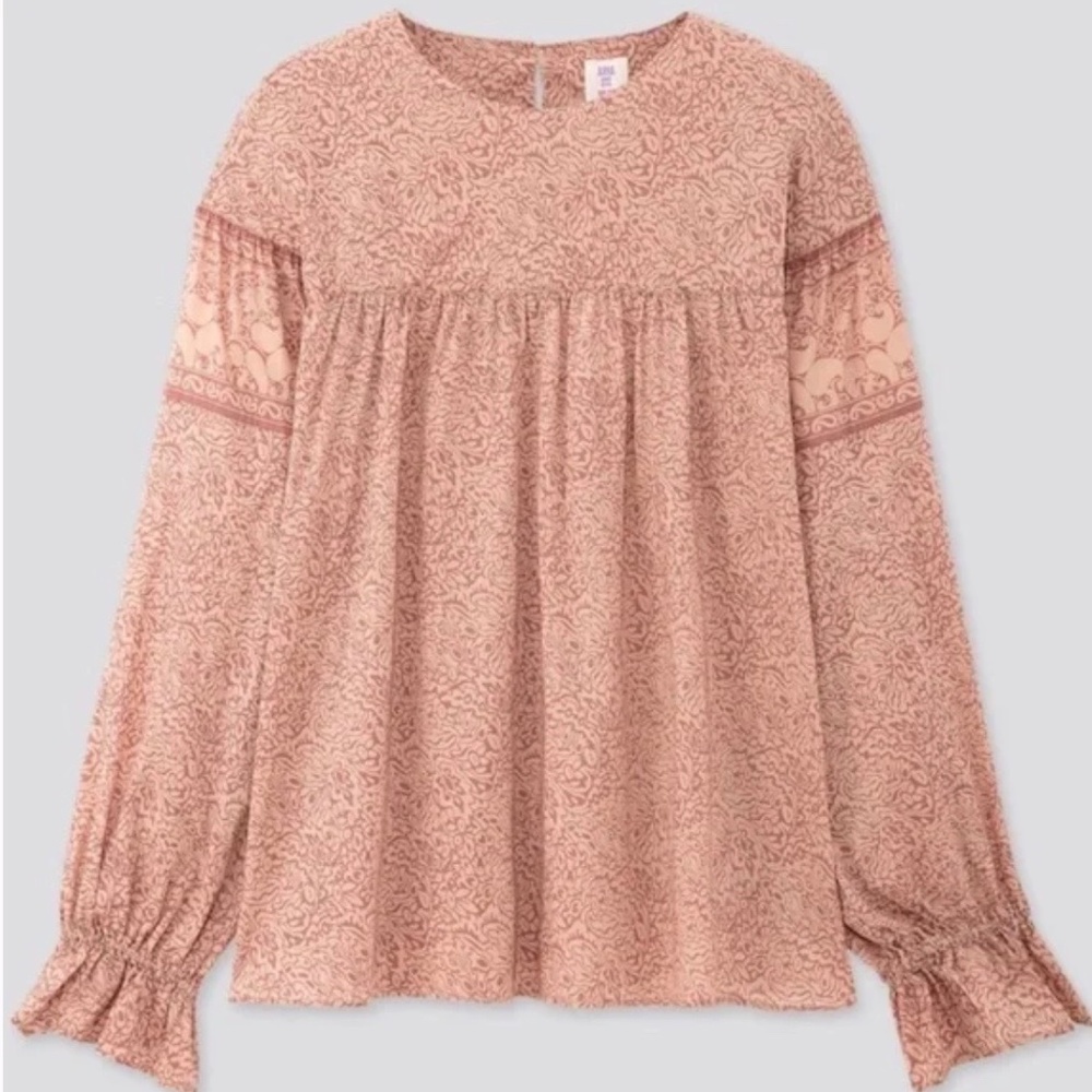 Anna Sui X Uniqlo Mauve Floral Peasant Blouse